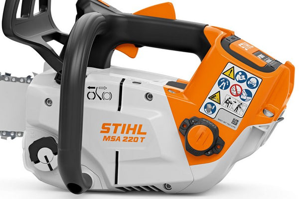 STIHL MSA220T Top Handle Cordless Chainsaw, fitted with a 12″ guide bar as standard, without battery and charger